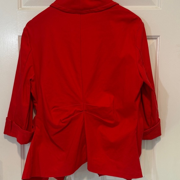 Joseph Ribkoff jacket 3/4 sleeve Red Zip-Up cardigan top ruched stretch *read 18 - Picture 14 of 17